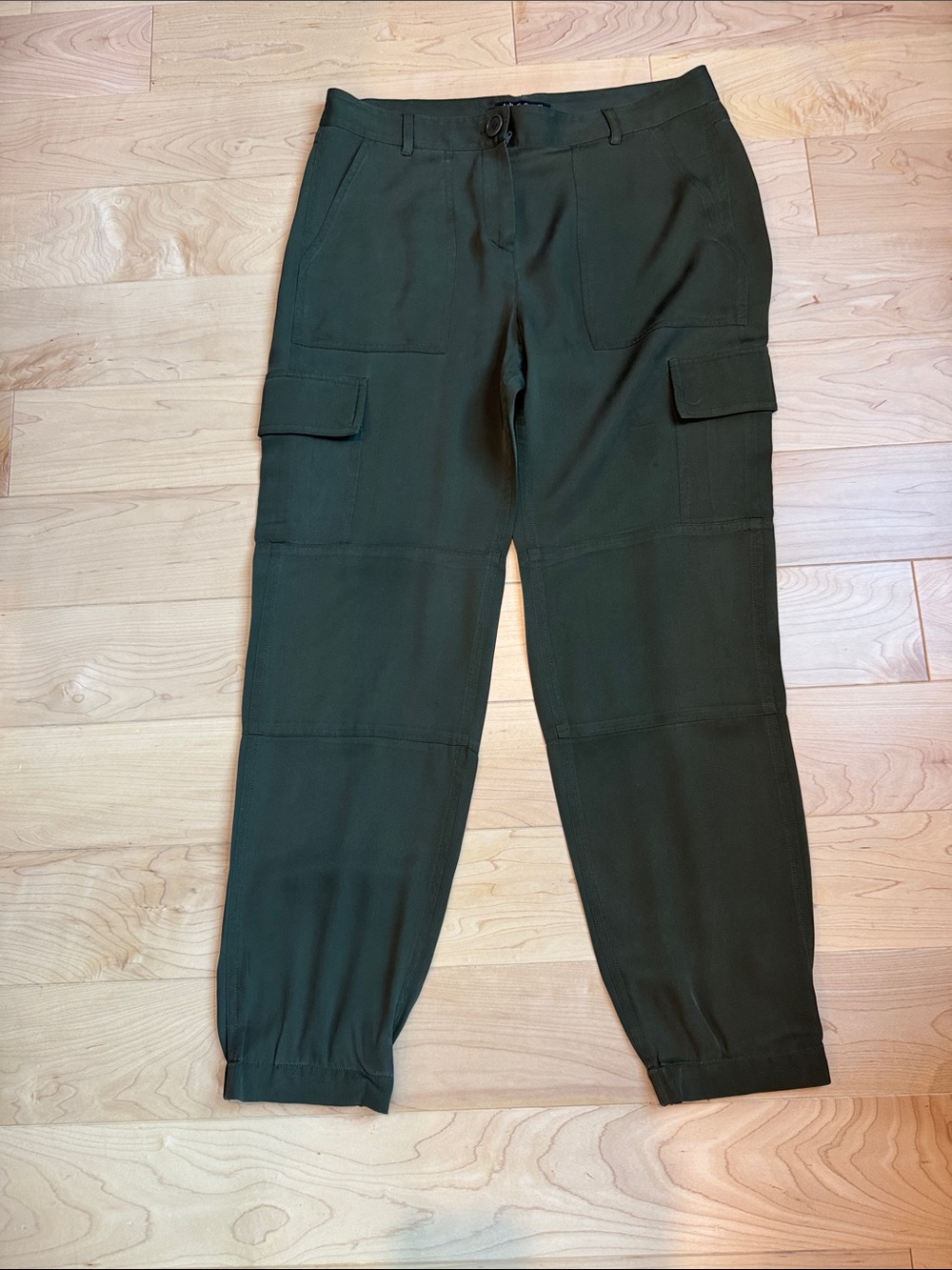 Theory Silk Cargo Pants - Dark Green